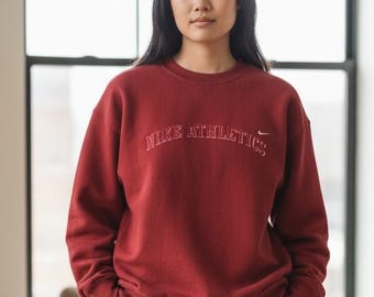 Sudadera vintage de cuello redondo con el logotipo SpellOut bordado de Nike de los años 90 (talla L)