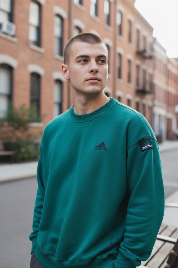 Vintage 90s Adidas EQT Green Embroidered Crewneck Sweatshirt (M