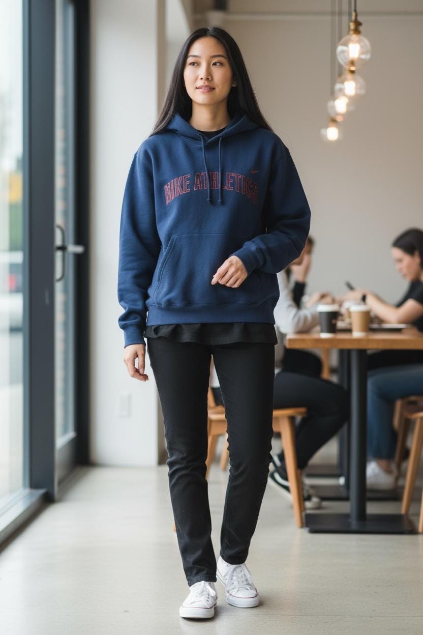 90年代ヴィンテージ NIKE 刺繍パーカー、ネイビーブルー スウェット