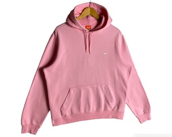 Authentic NIKE Essential Pink Mini Logo Hoodie Embroidered Swoosh Pullover Long Sleeve Sweatshirt Size L Etsy
