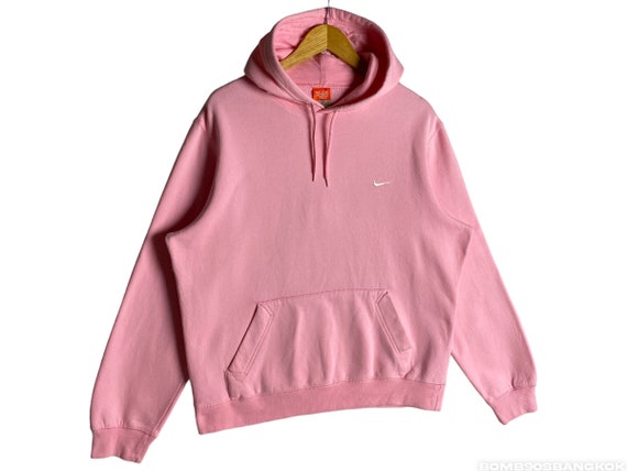 Authentic NIKE Essential Pink Mini Logo Hoodie Embroidered Swoosh Pullover Long Sleeve Sweatshirt Size L Etsy