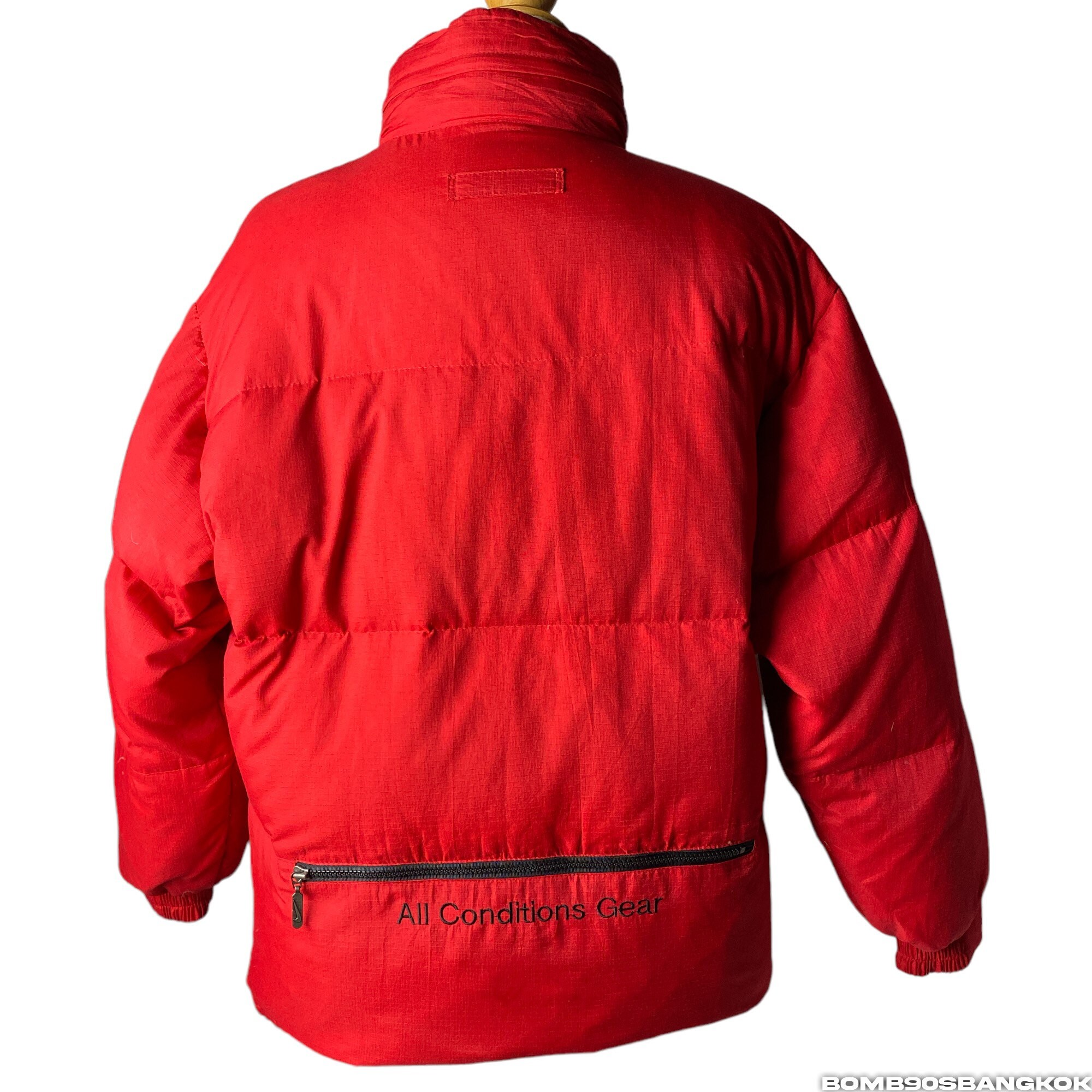 Vintage 90s Nike ACG Goose Down Puffer Jacket, Red Black, Size L 