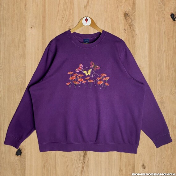 90s 花 パッチワーク スウェット 古着 レトロ レディース カントリー 紫 90s 花 パッチワーク スウェット 古着 レトロ レディース