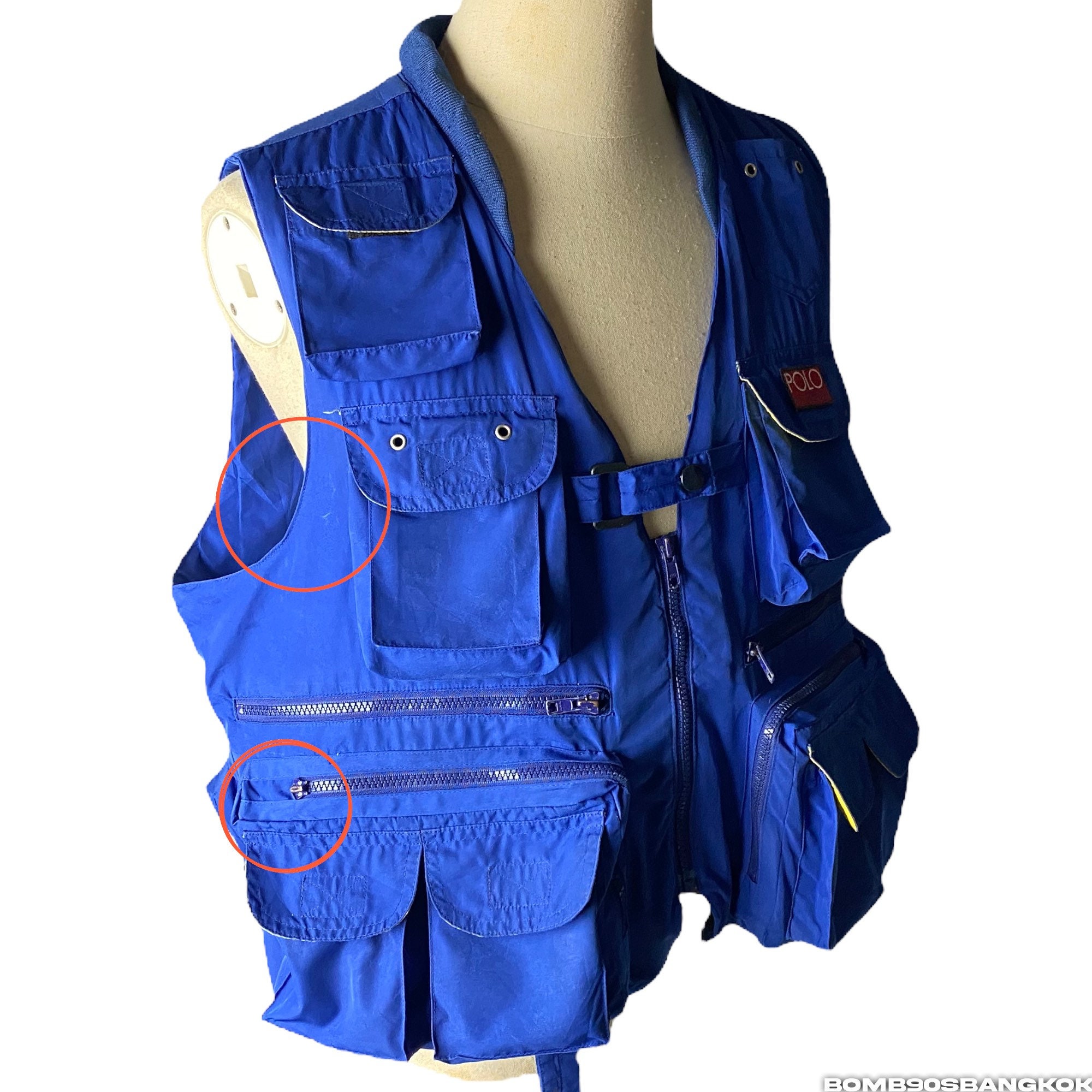 Vintage 90s POLO Hi-tech Pocket Vest Jacket - Ralph Lauren Blue