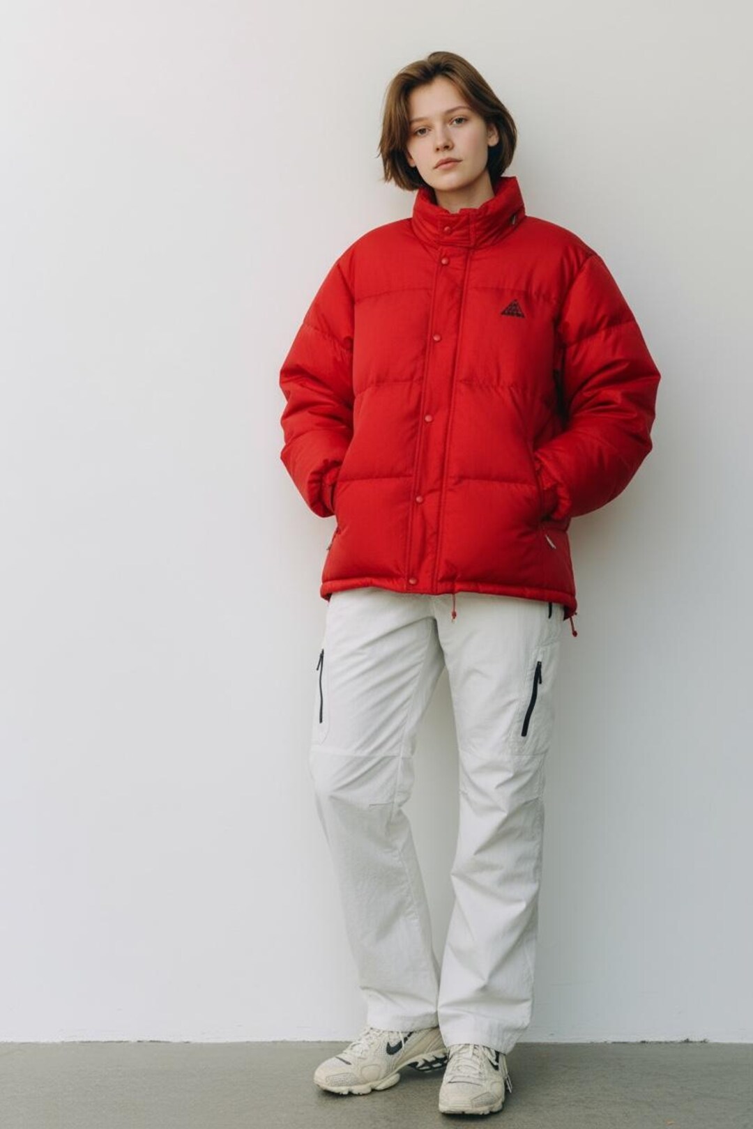 【XXL】90s nike acg puffer jacket Vintage 90s Nike ACG Goose Down Puffer Jacket, Red Black, Size L