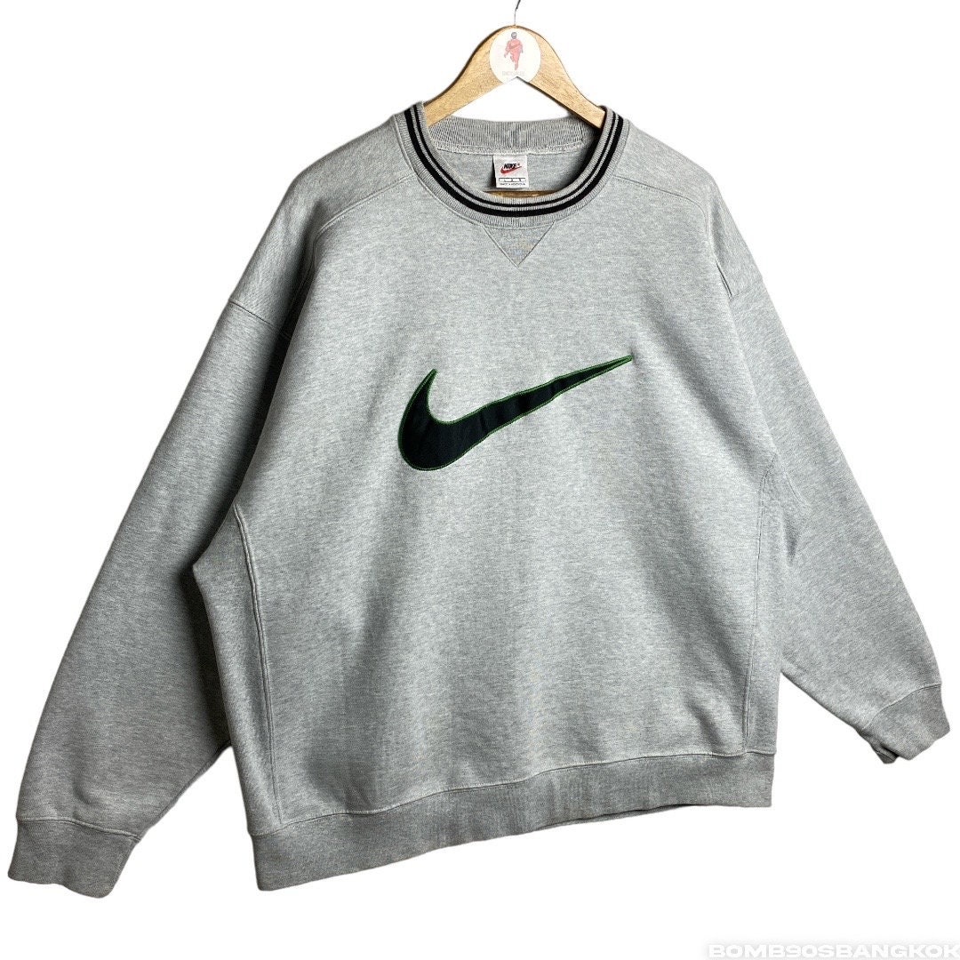 Rare!!vintage 90s NIKE Crewneck Embroidered Big Swoosh Black