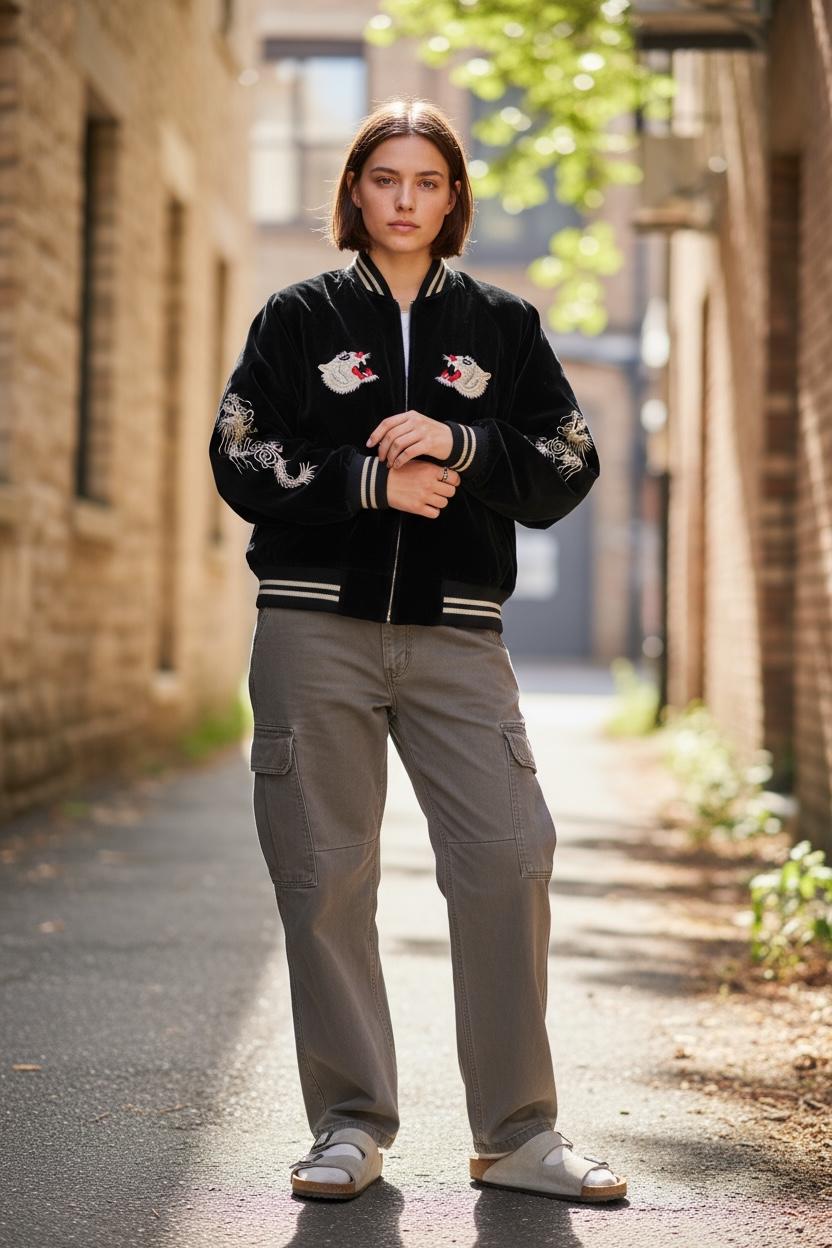 Vintage Sukajan Bomber Jacket: Embroidered Tiger Dragon, West Pac