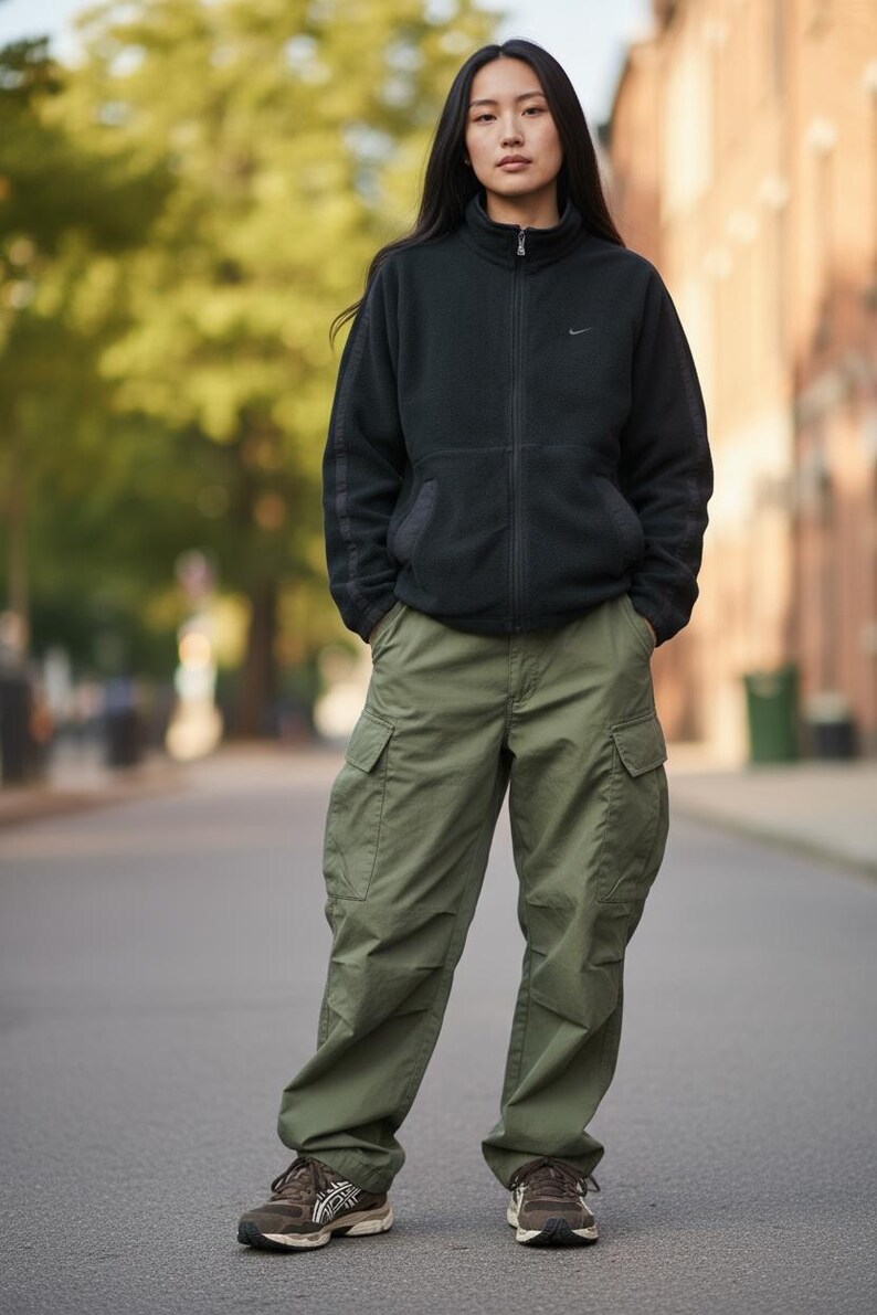 Vintage 90s Nike Fleece Jacket, Black and White Embroidered Logo, Size L image 3