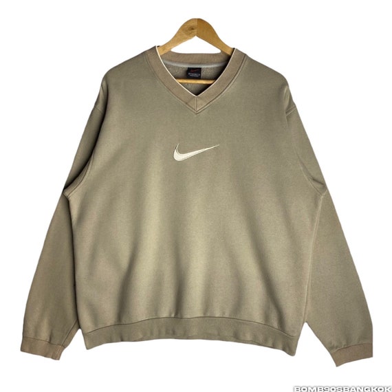 Rare!!vintage 90s NIKE Center Logo Swoosh Beige Embroidered Rare!!vintage 90s NIKE Center Logo Swoosh Beige Embroidered