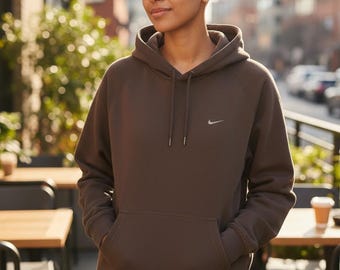 nike vintage oversized hoodie in washed brown