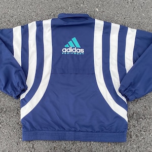 Rare!!Vintage 90s Adidas Equipment Track Big Logo Embroidered Pullover Full Zipper Windbreaker Jacket Size L