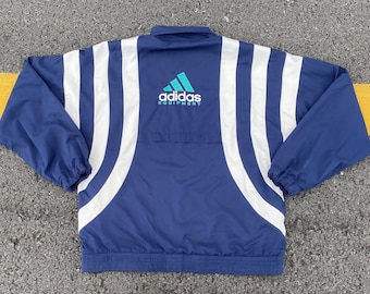 Rare!!Vintage 90s Adidas Equipment Track Big Logo Embroidered Pullover Full Zipper Windbreaker Jacket Size L