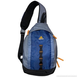 Rare!! Vintage Adidas Performance / Mini Logo Sling Bag / Single Strap Crossbody Shoulder Backpack Blue And Black Minimalist Bag Y2K
