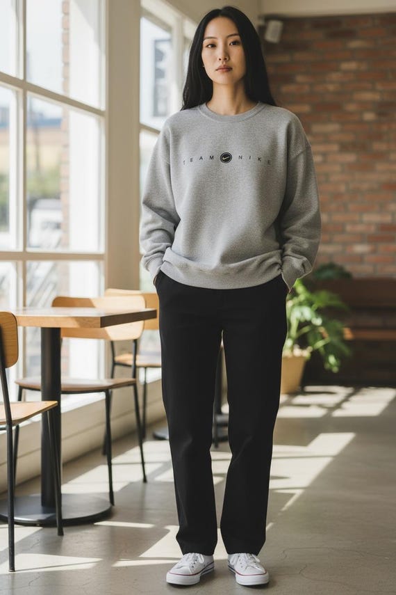 Vintage 90s Nike Team Crewneck Sweatshirt, Embroidered Logo, Made