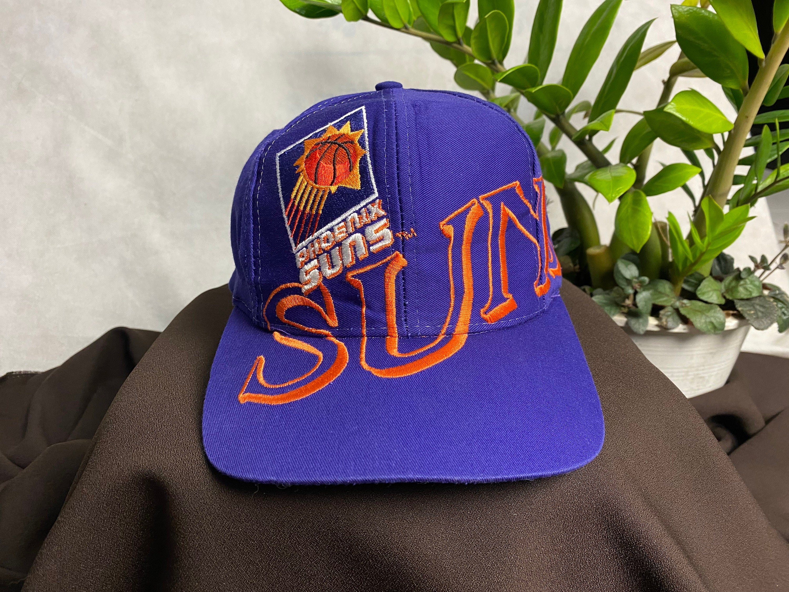 Mitchell & Ness Suns Double Shark Snapback Hat - White / Purple / Orange