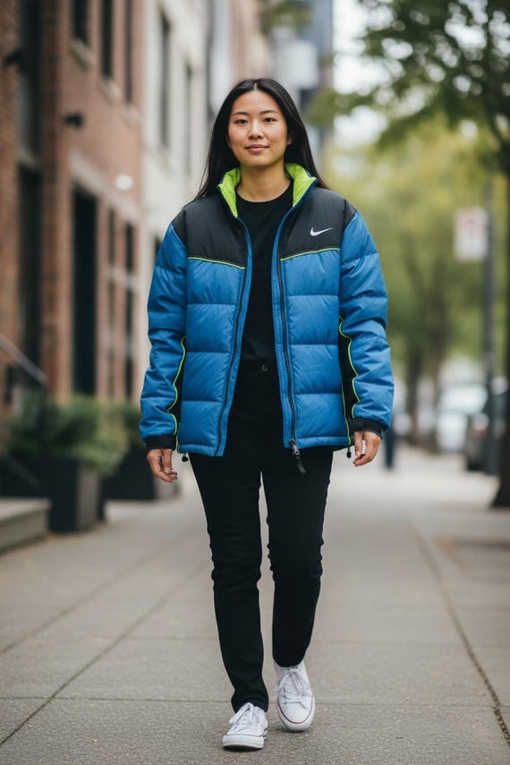 Vintage 90s NIKE ACG Blue 2 Layer Color-block Embroidered Goose