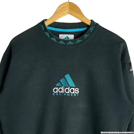 ウェア 90s adidas black pullover Vintage 90s Adidas Equipment Sweatshirt: Embroidered Logo