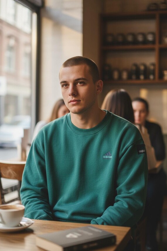 Vintage 90s Adidas EQT Green Embroidered Crewneck Sweatshirt (M