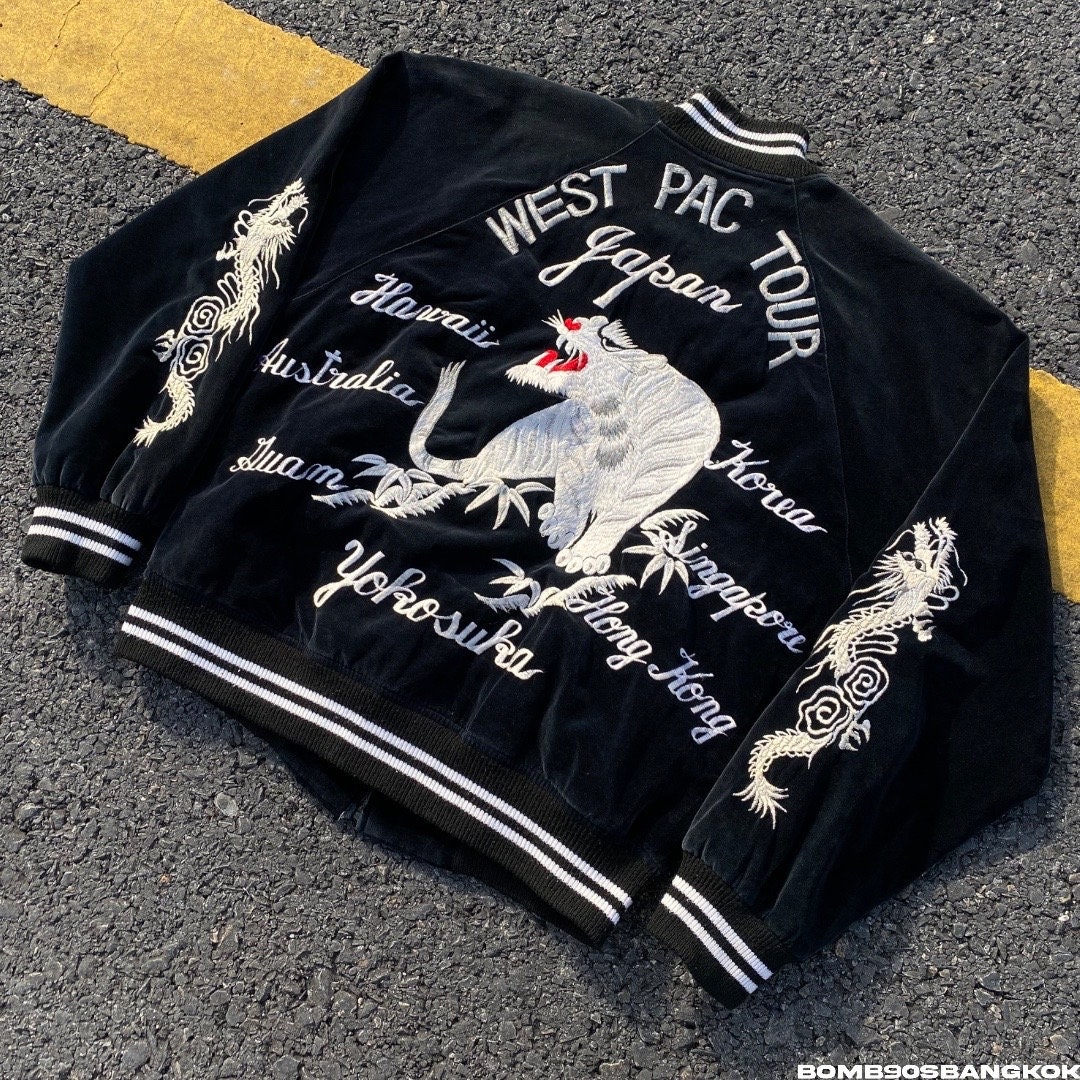 ジャケット・アウター West Pack 79-80s Bomber Sukajan Jacket Vintage Sukajan Bomber Jacket: Embroidered Tiger Dragon, West Pac