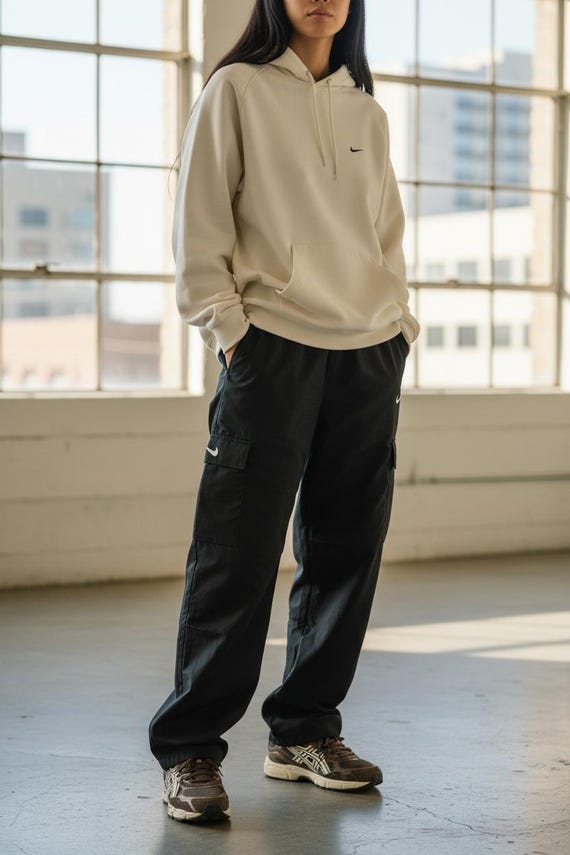 cream middle swoosh hoodie