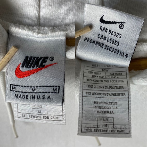 Vintage 90s NIKE Hoodie, White Embroidered Logo, USA Made (size M
