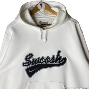 Rare!! Vintage Y2K NIKE Embroidered SpellOut Logo Baseball And Swoosh Hoodie Sweater Pullover Long Sleeve Sweatshirt Size L
