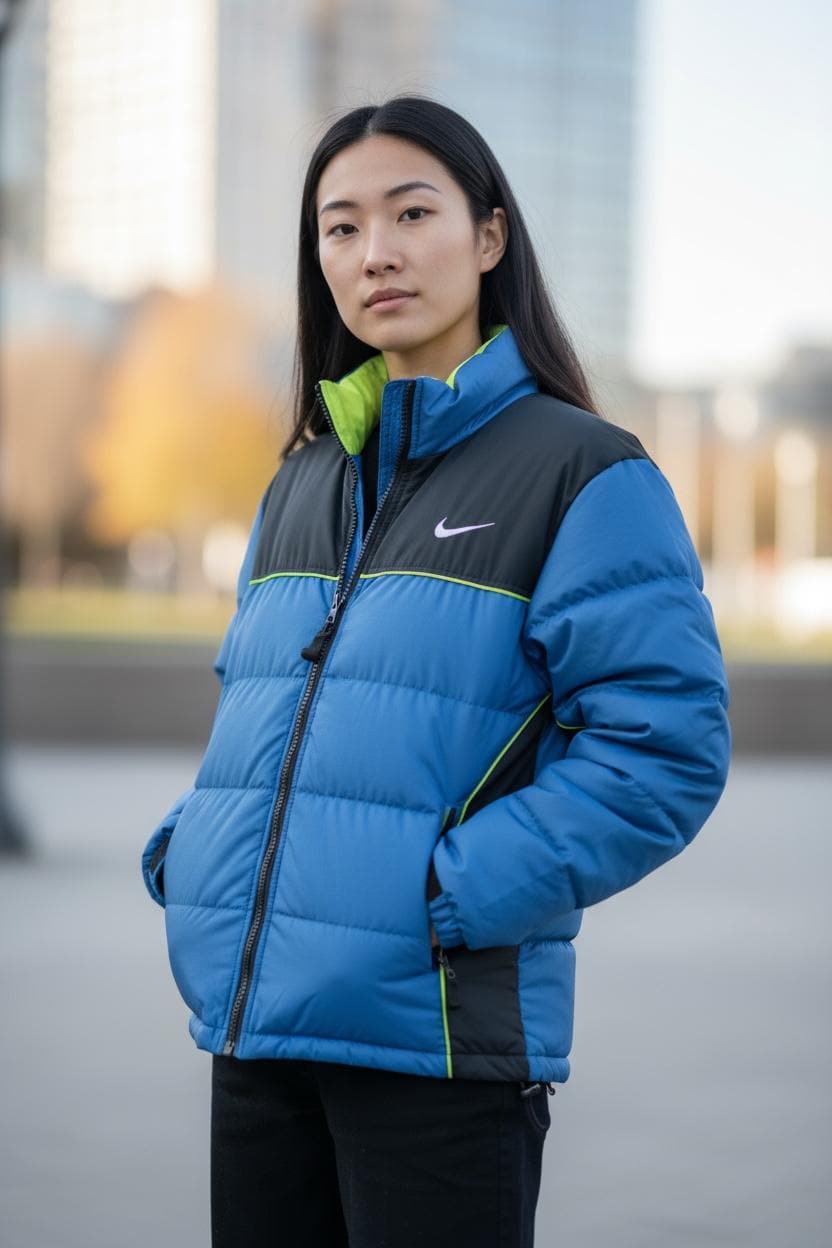 Vintage 90s NIKE ACG Blue 2 Layer Color-block Embroidered Goose