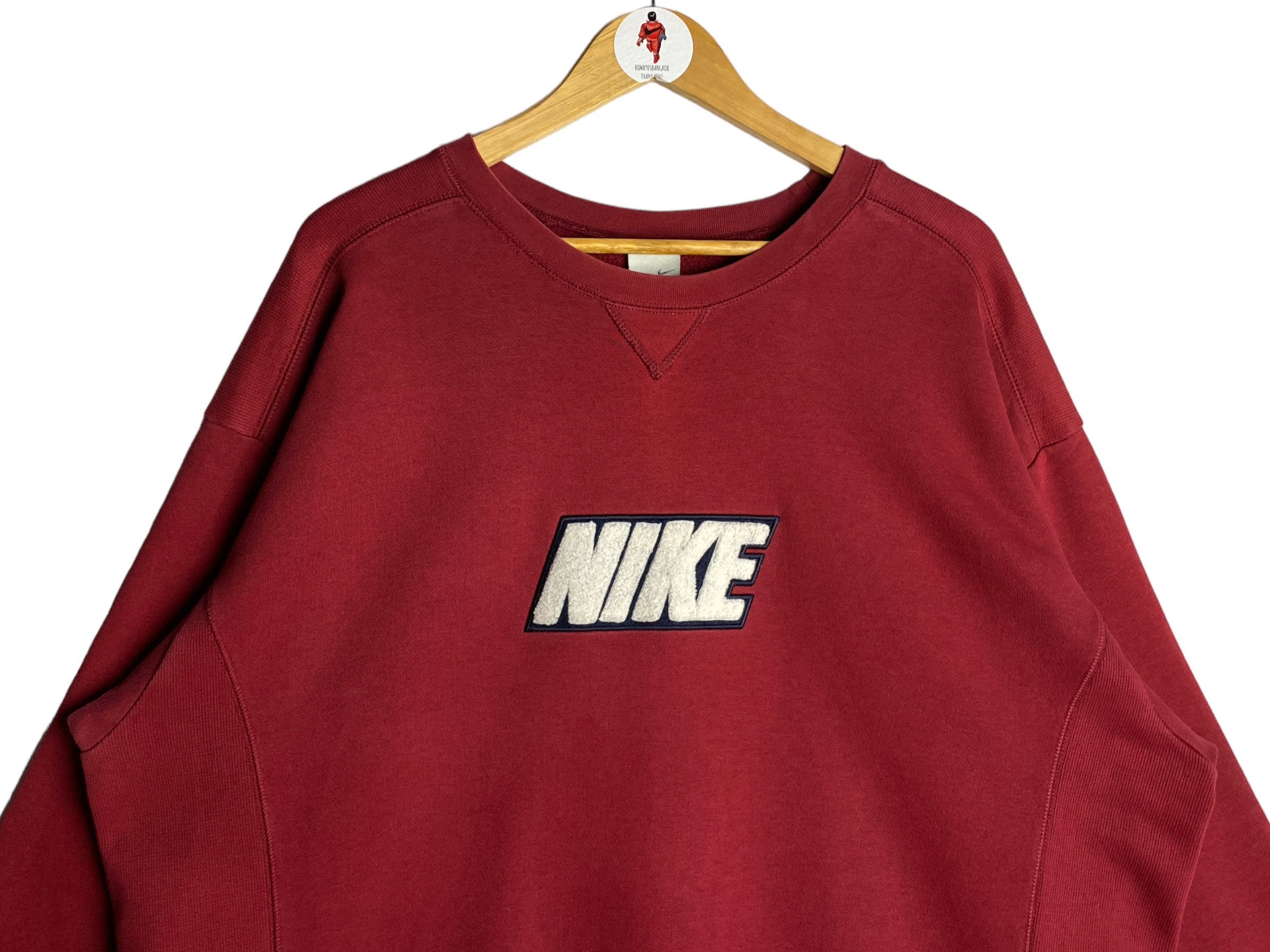 Vintage Y2K NIKE Red Maroon Big Logo Spellout Fleece