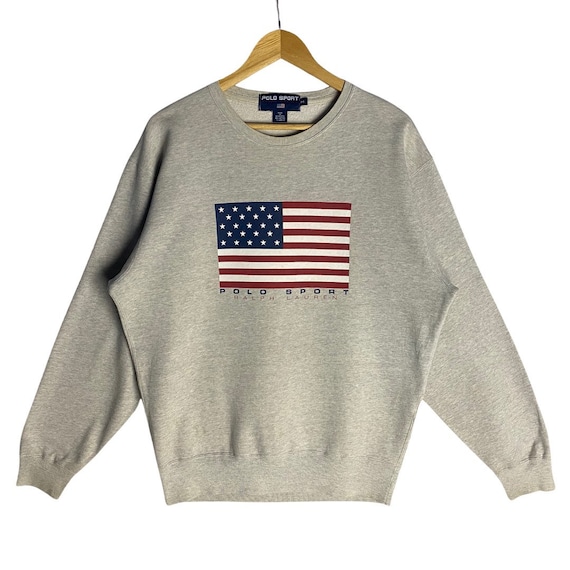 Vintage 90s POLO SPORT Ralph Lauren USA Flag Sweatshirt