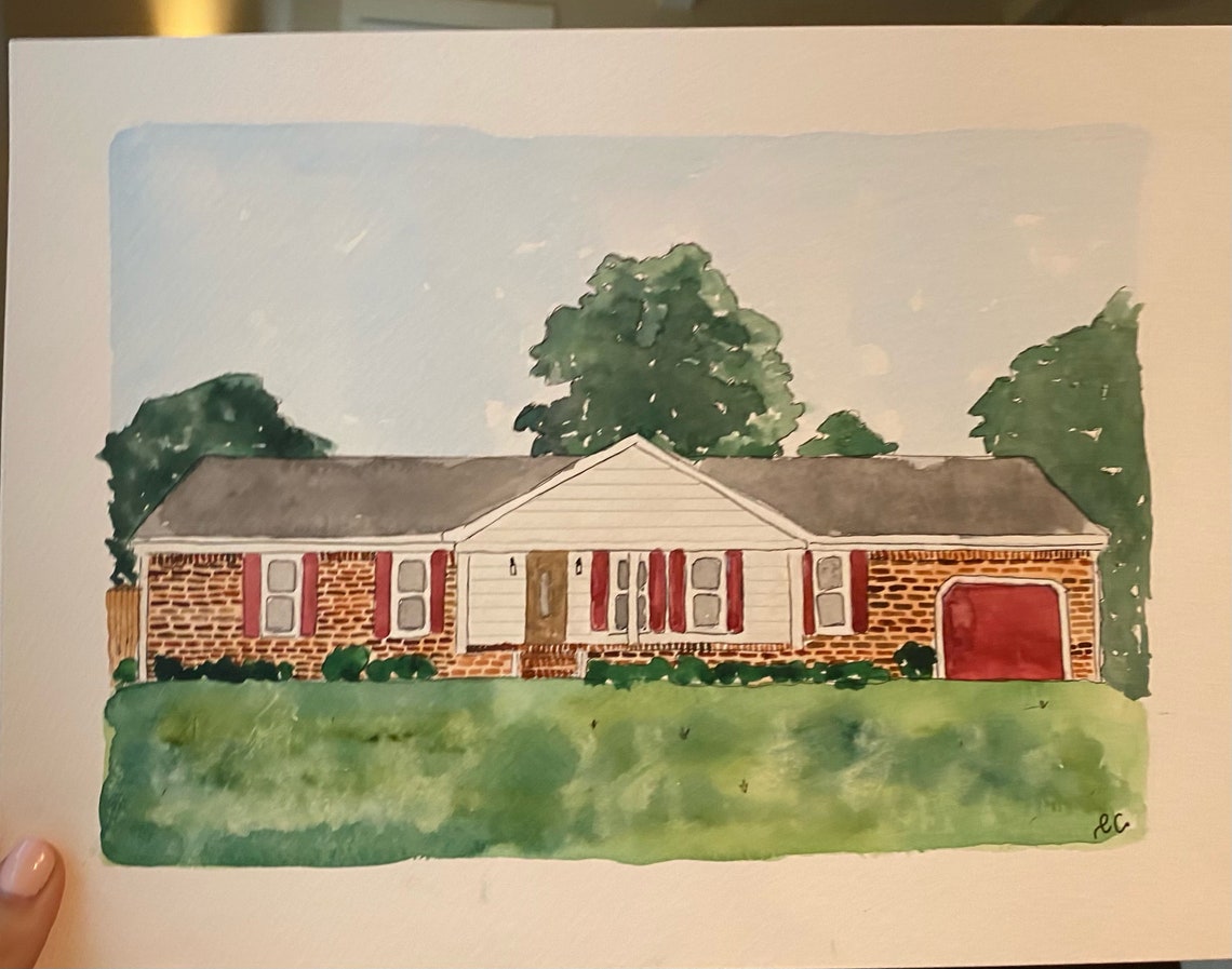 Watercolor Brick HouseCustom Etsy