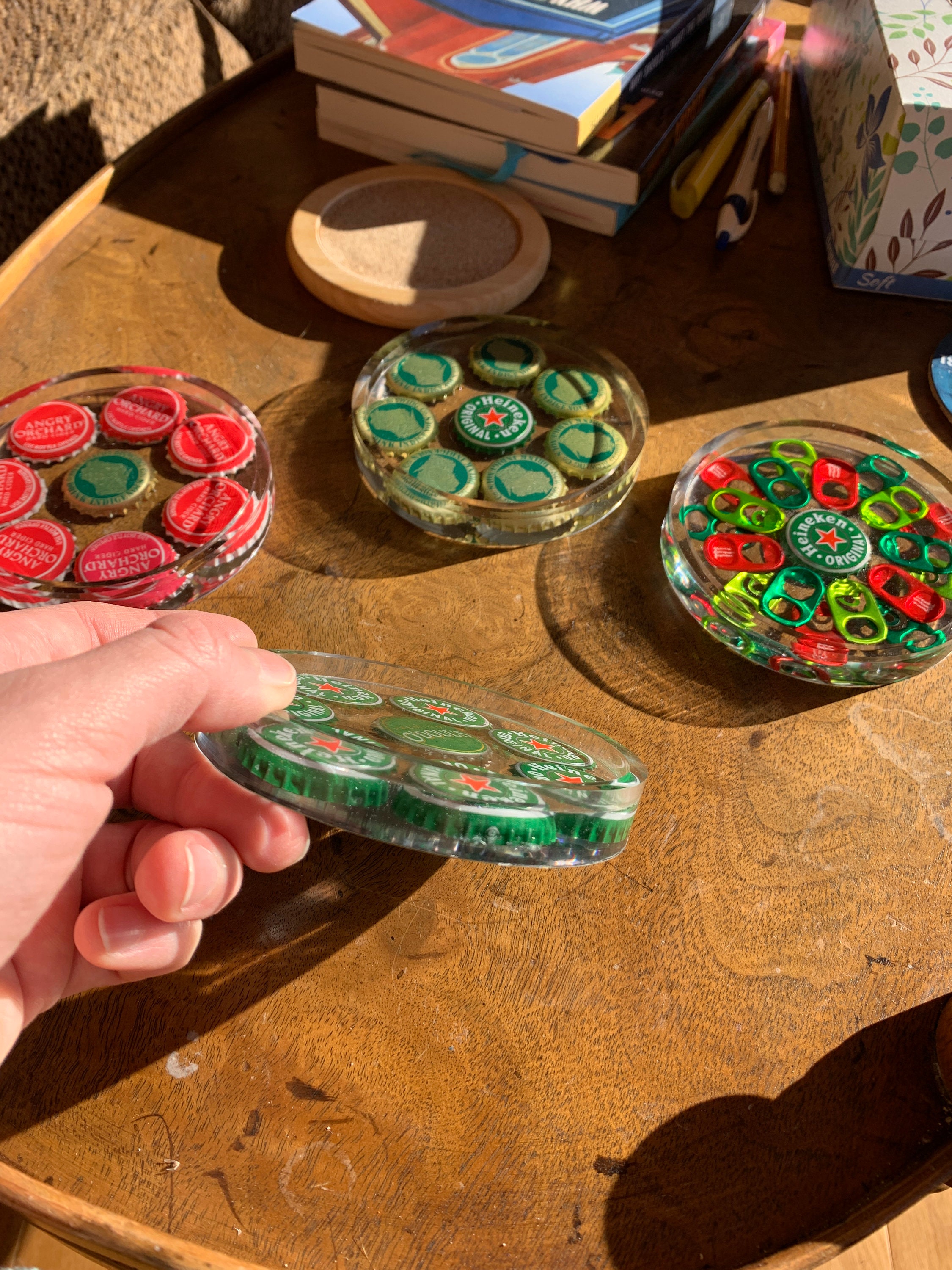 Custom Beer Bottle Caps Resin Epoxy Coaster Set Red and Etsy