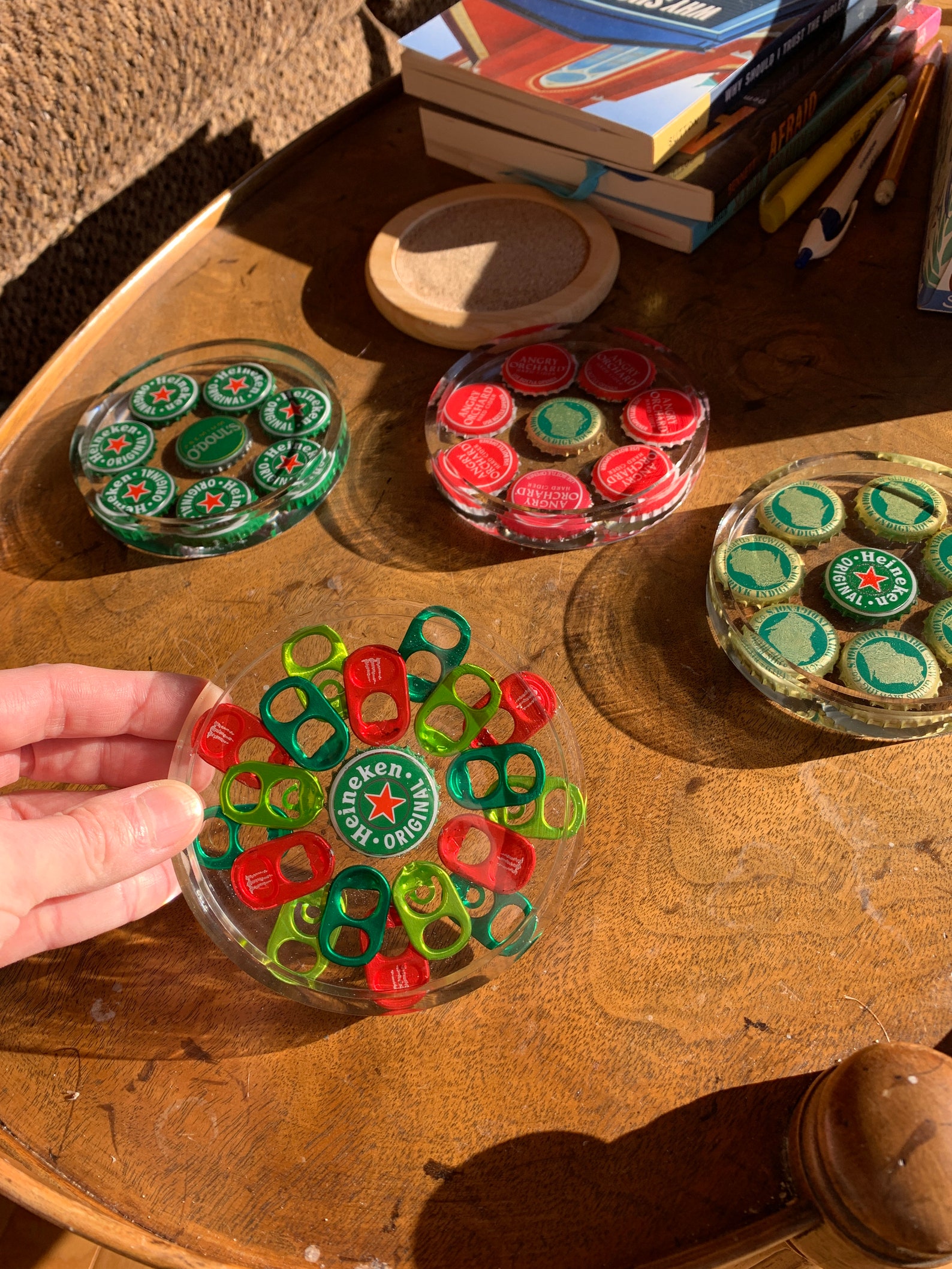 Custom Beer Bottle Caps Resin Epoxy Coaster Set Red and Etsy