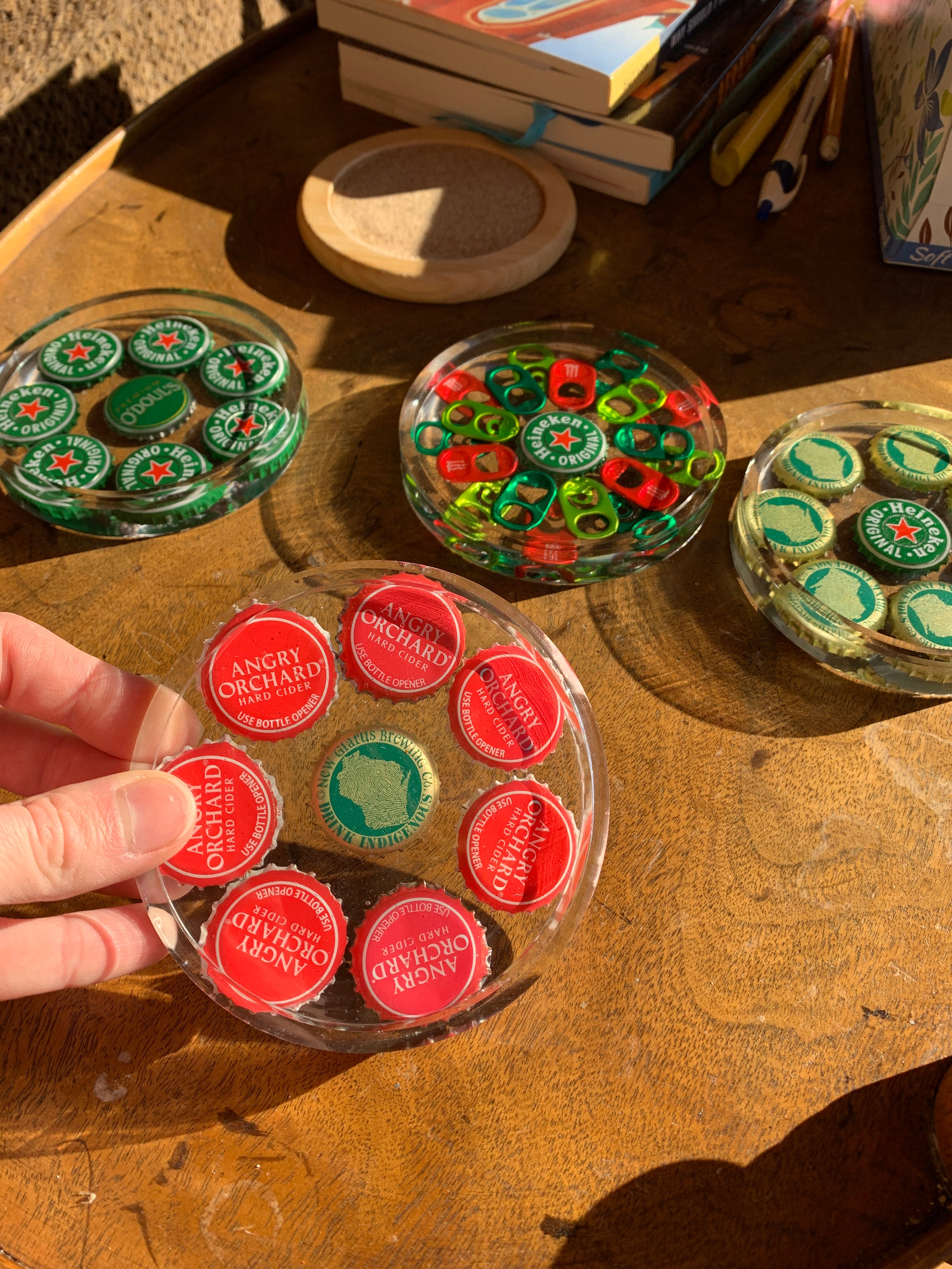Custom Beer Bottle Caps Resin Epoxy Coaster Set Red and Etsy