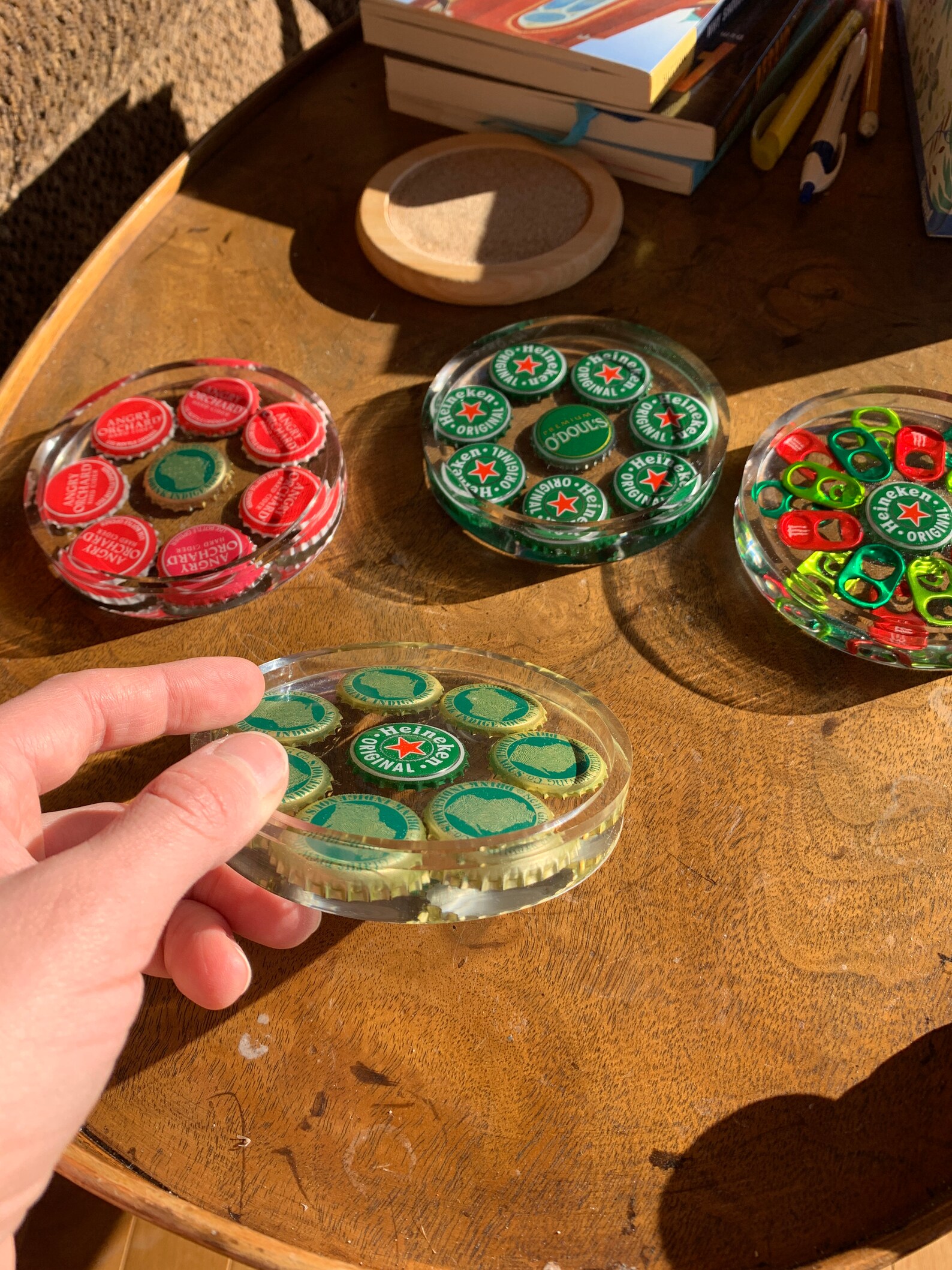 Custom Beer Bottle Caps Resin Epoxy Coaster Set Red and Etsy