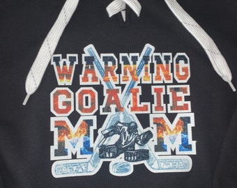 Warning Goalie Mom Laced Up Hoodie