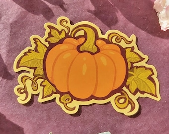 Pumpkin Vinyl Sticker | Autumn Fall Botanical Cottage Core decor for Journals, Planners and Laptops