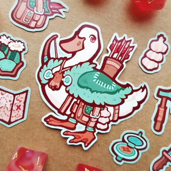 Forest Ranger Duck Sticker set - Medieval Fantasy Decal (Dungeons and Dragons inspired art)
