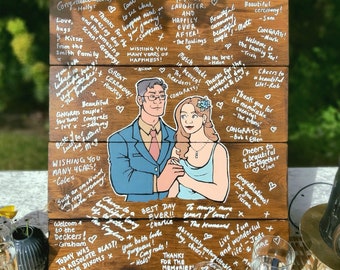 Hand-Painted Wedding GuestBook Sign | Alternative Rustic Sustainable Wedding Decor made to order