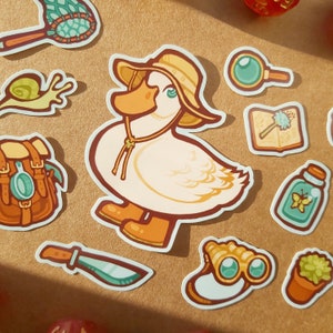 Explorer Duck Vinyl Sticker Set - Naturalist Adventure Cottagecore Nature inspired Art