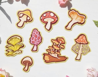 Pilz-Vinylaufkleber-Set | Verspielte Cottagecore-Schreibwaren (8er-Set)