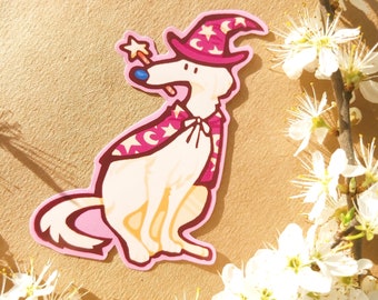 Wizard Borzoi Dog Fantasy Dnd Vinyl Sticker | Mage Magical Medieval Stationery (Dungeons and Dragons inspired art)