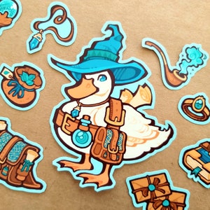 Wizard Duck Dnd Vinyl Sticker Set | Medieval Magical Fantasy Stationery (Dungeons and Dragons inspired art)