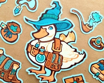 Wizard Duck Dnd Vinyl Sticker Set | Medieval Magical Fantasy Stationery (Dungeons and Dragons inspired art)