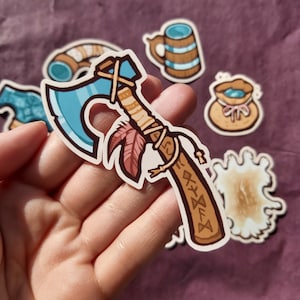 Viking Sticker Set of 8 | Norse Pagan Gothic Medieval Scandinavian inspired Vinyl art