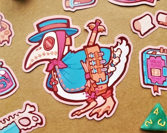 Plague Doctor Duck DnD Vinyl Sticker set - Medieval Fantasy Cleric Healer (Dungeons and Dragons inspired art)