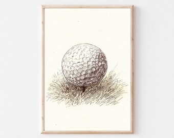 Impresión de pelota de golf vintage, arte de pared de golf para guardería, decoración de pared de galería de deportes para niños, decoración neutra, decoración de pared nostálgica, descarga digital