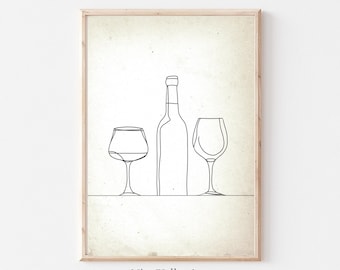 Kitchen Wall Art, Line Drawing Kitchen Prints, Teapot Print, Kitchen Decor, Line Art, Food Drink Print, Dining room wall decor,