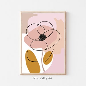 Retro Flower Wall Art Print | Flowers Digital Prints | Home Decor | Digital Download Print | Retro Printables | Trippy Wall Art