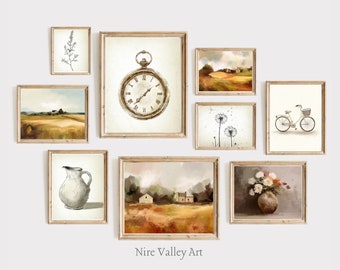 Printable Vintage Gallery Wall Art SET, Warm Aesthetic Decor, Wall Art Prints, Antique Muted Living Room Decor, Digital Download