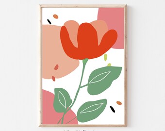 Stampa artistica floreale retrò da parete / Stampe del mercato dei fiori / Arte floreale astratta / Stampe digitali / Arte floreale da parete / Arte botanica